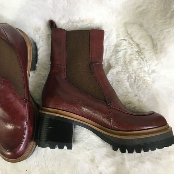 NEW Miz Mooz Merlot Red Evanna Leather Block Heel Slip On Chelsea Boots  6.5 /37 - Picture 11 of 12